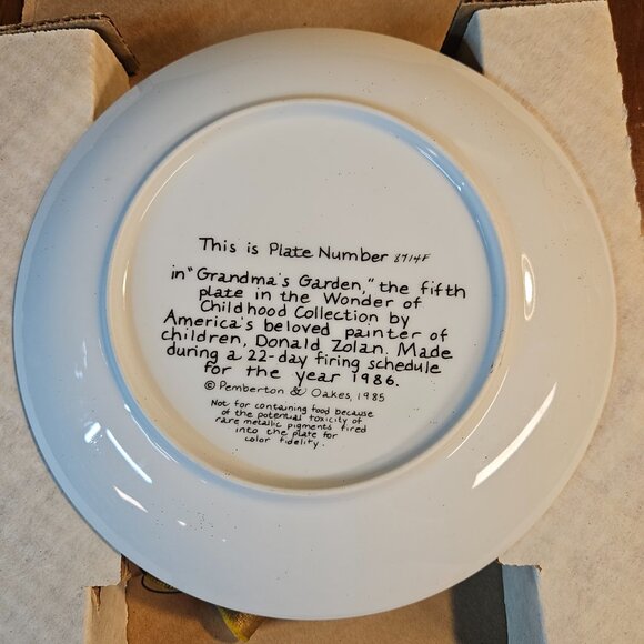 Donald Zolan Van Hygan & Smythe Inc. Grandma's Garden Collectors Plate 1986 - Picture 2 of 9